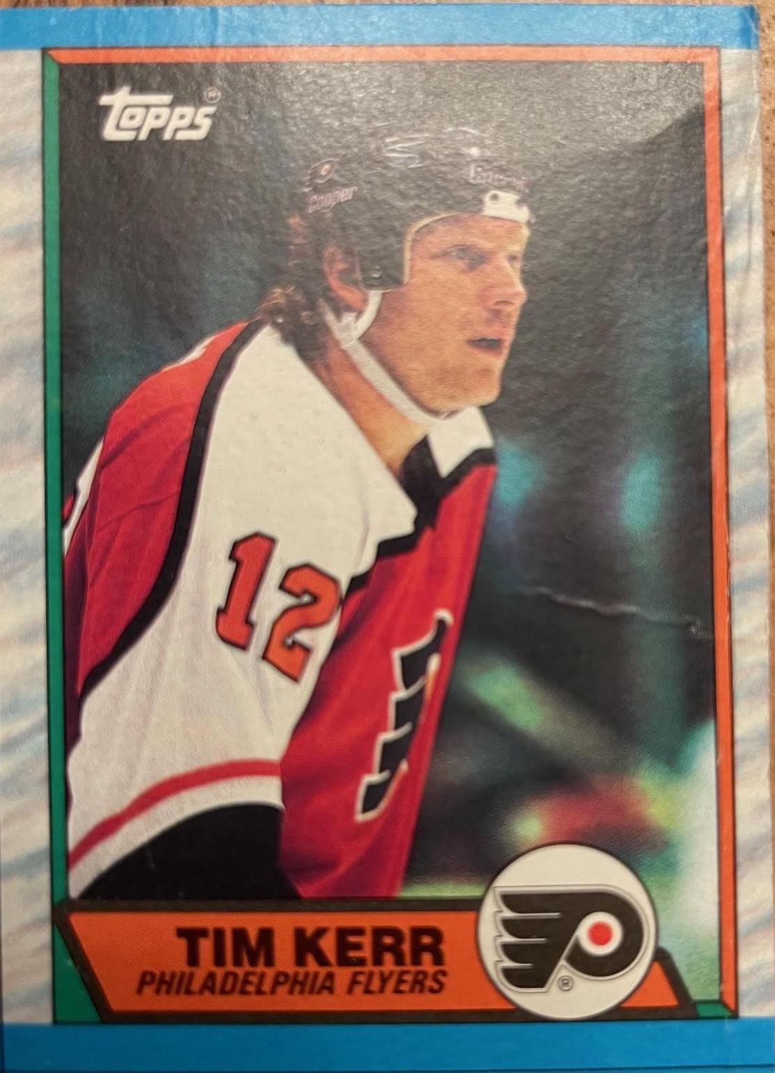Tim Kerr #G Hockey Cards 1989 Topps Box Bottoms Hand Cut