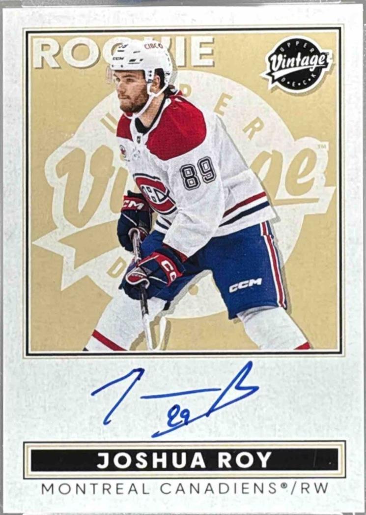 Joshua Roy #VA-JR 2024 Upper Deck Clear Cut Vintage Autograph Hockey