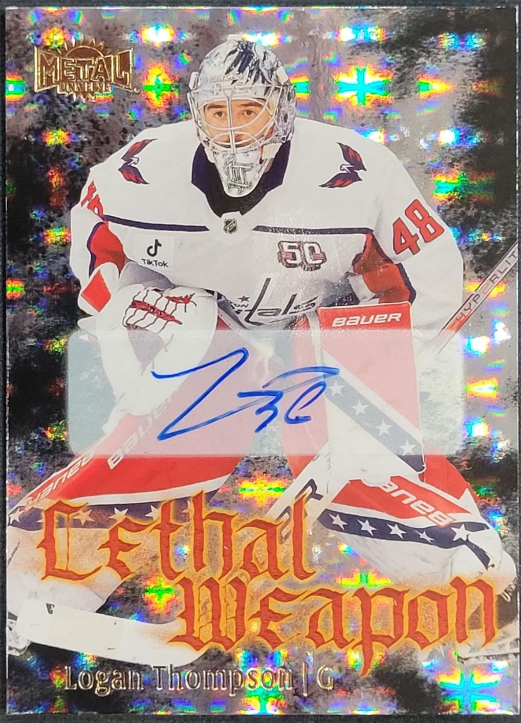 Logan Thompson #LW-9 2025 Skybox Metal Universe Lethal Weapon Autograph Hockey