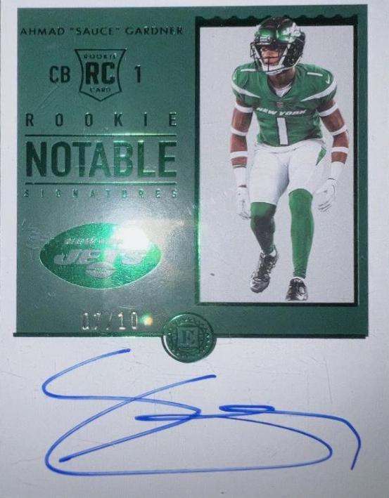 Ahmad "Sauce" Gardner #RNS-AG 2022 Panini Encased Football Rookie Notable Signatures