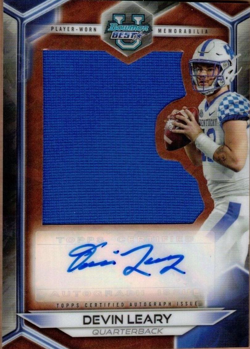 Devin Leary #JRA-DL Football Cards 2023 Bowman's Best University Prospect Jumbo Relic Autographs