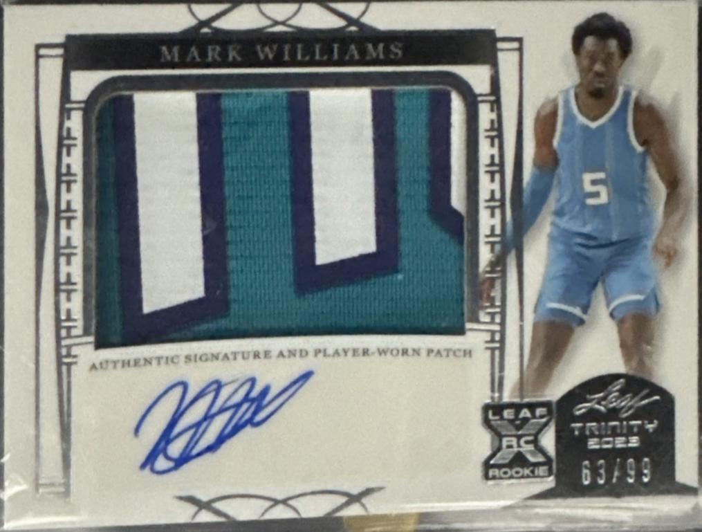 Mark Williams #PA-MW1 2023 Leaf Trinity Patch Autograph Basketball