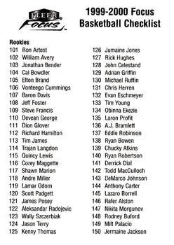 Checklist- 101-150 And Inserts Basketball Cards 1999 Fleer Focus