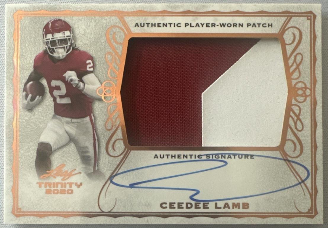 CeeDee Lamb #PA-CDL 2020 Leaf Trinity Patch Autograph Football