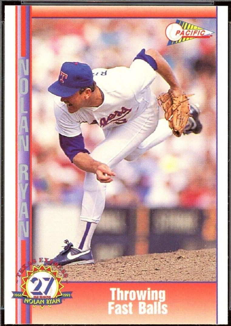 Throwing Fast Balls #21 Baseball Cards 1993 Pacific Nolan Ryan 27th Season