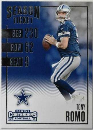 Tony Romo #1 Football Cards 2016 Panini Contenders
