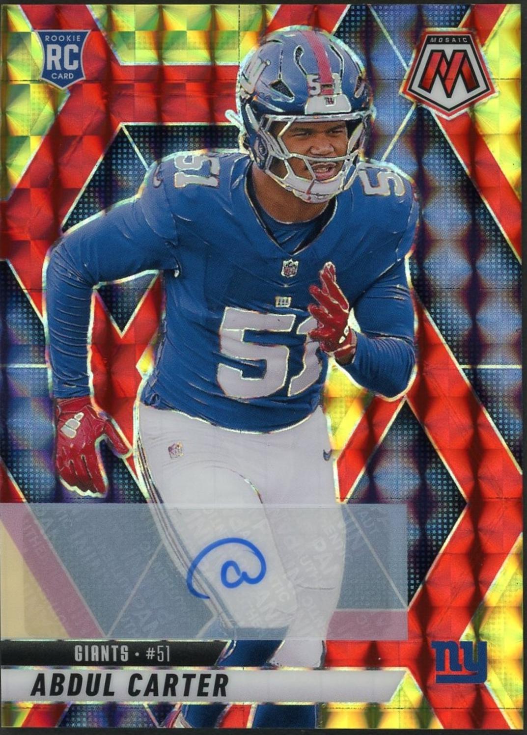Abdul Carter #317 2025 Panini Mosaic Rookie Autographs Football