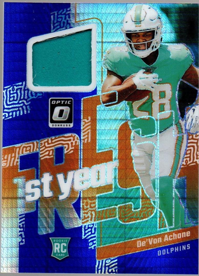 De'Von Achane #11 2023 Panini Donruss Optic First Year Fresh Blue Hyper Football