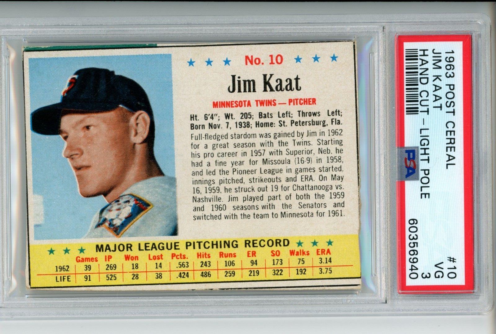 Jim Kaat #10 1963 Post Cereal Baseball