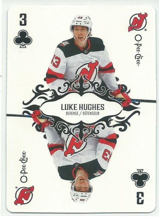 Luke Hughes #3-CLUBS Hockey Cards 2023 O-Pee-Chee Playing Cards