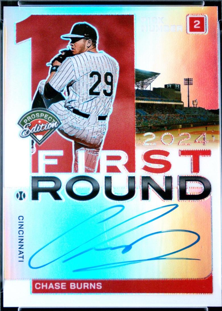 Chase Burns #7 2024 Panini Prospect Edition Baseball First Round Signatures
