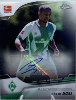 Felix Agu #BCA-FAG Soccer Cards 2022 Topps Chrome Bundesliga Autographs