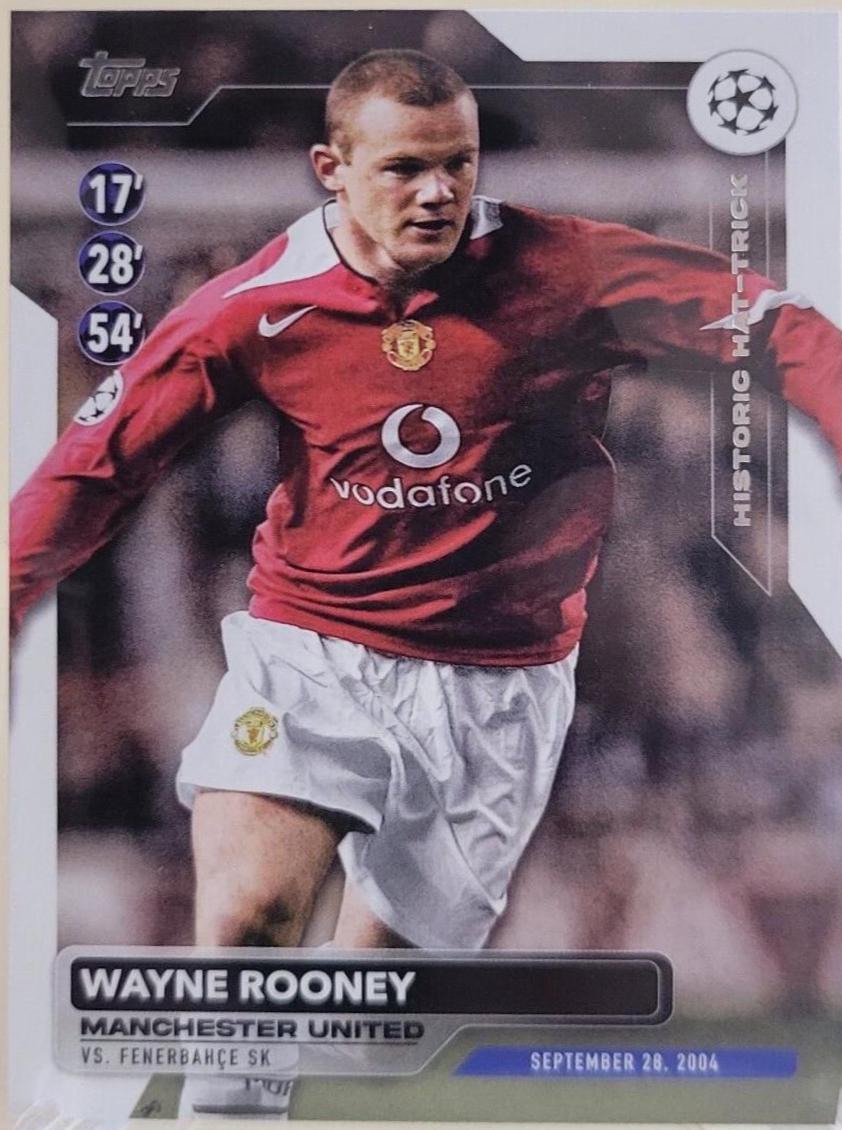 Wayne Rooney #HH-11 Soccer Cards 2023 Topps UEFA Club Historic Hat Trick