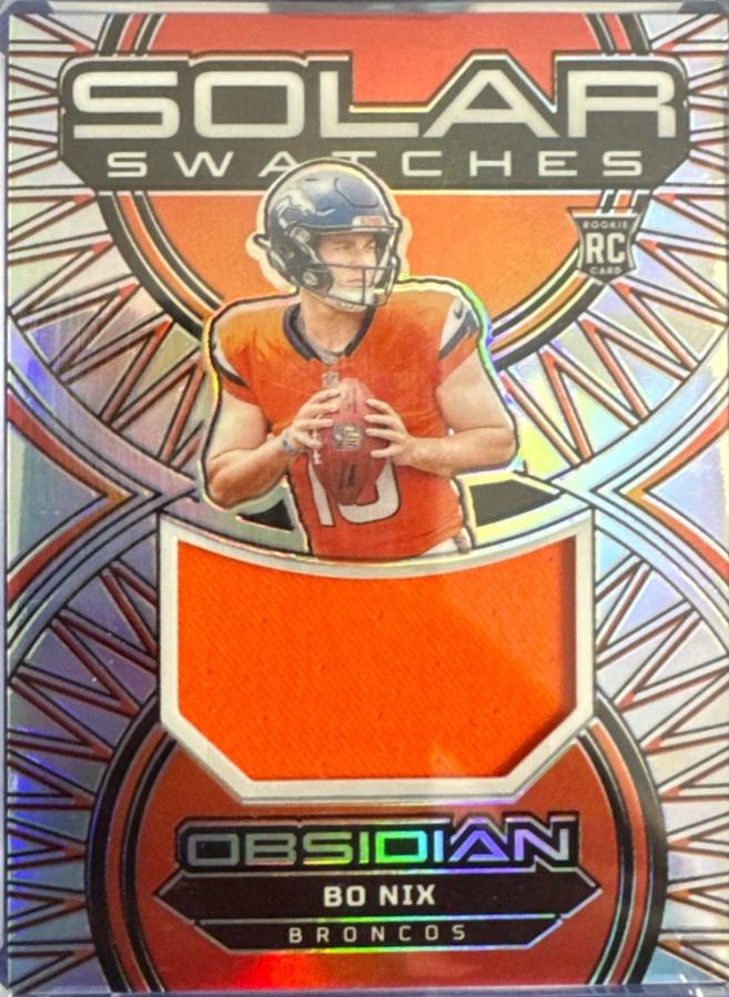 Bo Nix #4 Football Cards 2024 Panini Obsidian Solar Swatch