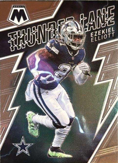 Ezekiel Elliott #TL-15 Football Cards 2022 Panini Mosaic Thunder Lane