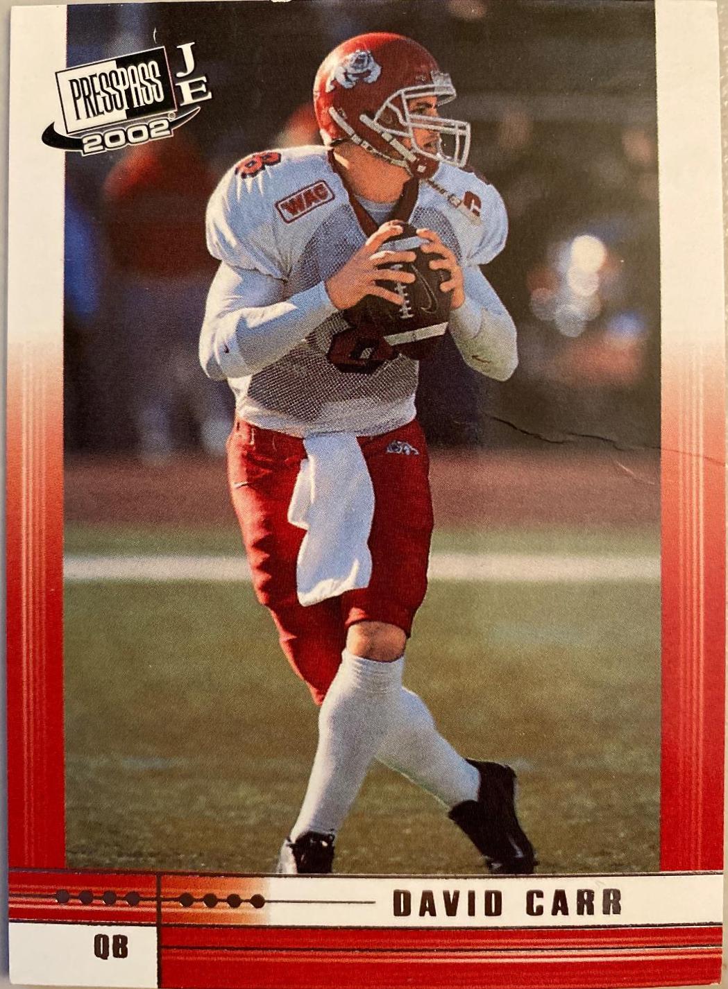 David Carr #45 2002 Press Pass Je Football