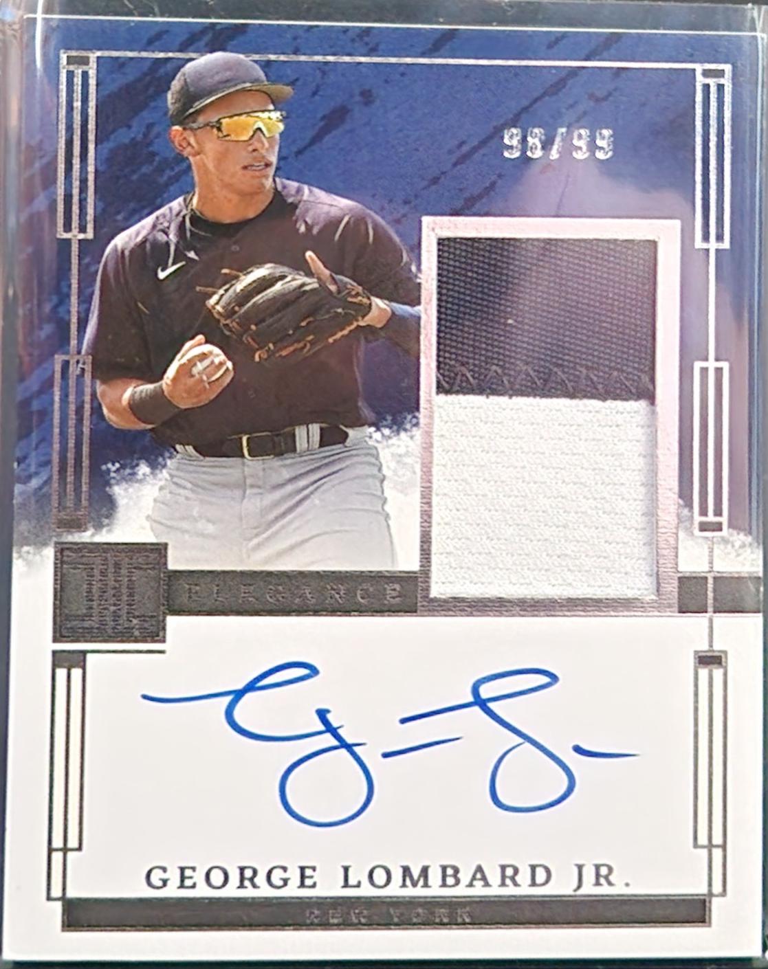 George Lombard Jr. #EPJ-GL Baseball Cards 2024 Panini Impeccable Elegance Prospect Jersey Autograph