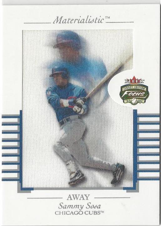 Sammy Sosa #12 Baseball Cards 2002 Fleer Focus JE Materialistic Away