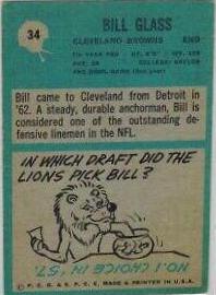Bill Glass #34 Football Cards 1964 Philadelphia