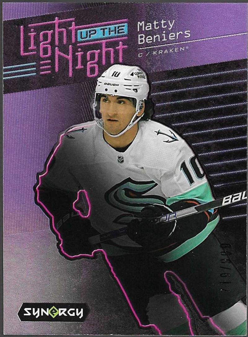 Matty Beniers #LN-BE Hockey Cards 2023 Upper Deck Synergy Light Up the Night