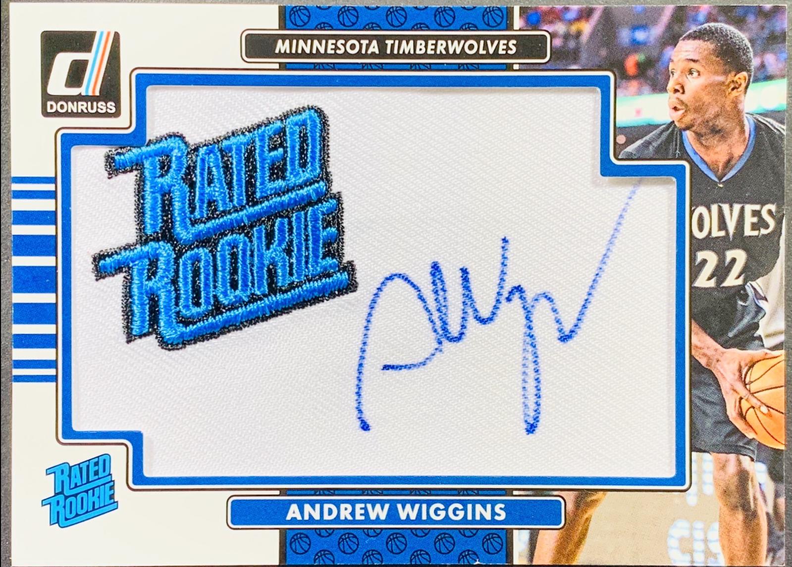 Andrew Wiggins #3 Basketball Cards 2014 Panini Donruss Rated Rookie Signature Patch