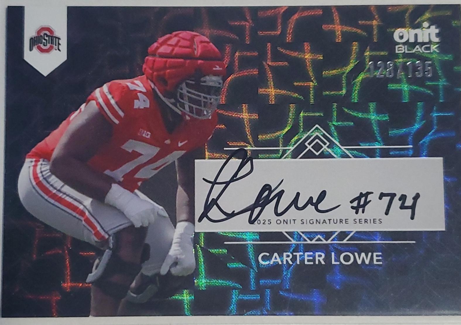 Carter Lowe #S-9 2025 Onit Athlete Black Ohio State Signature Football