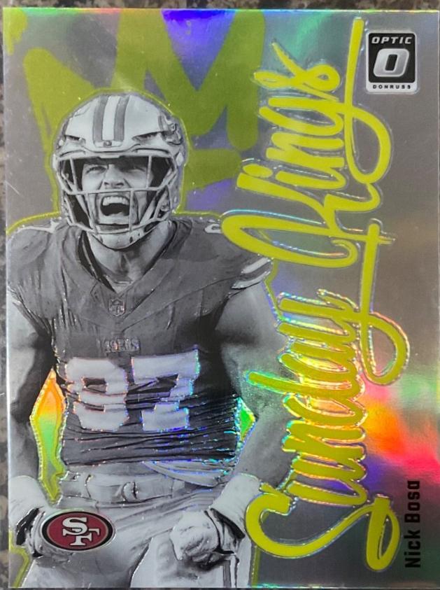 Nick Bosa #7 Football Cards 2024 Panini Donruss Optic Sunday Kings
