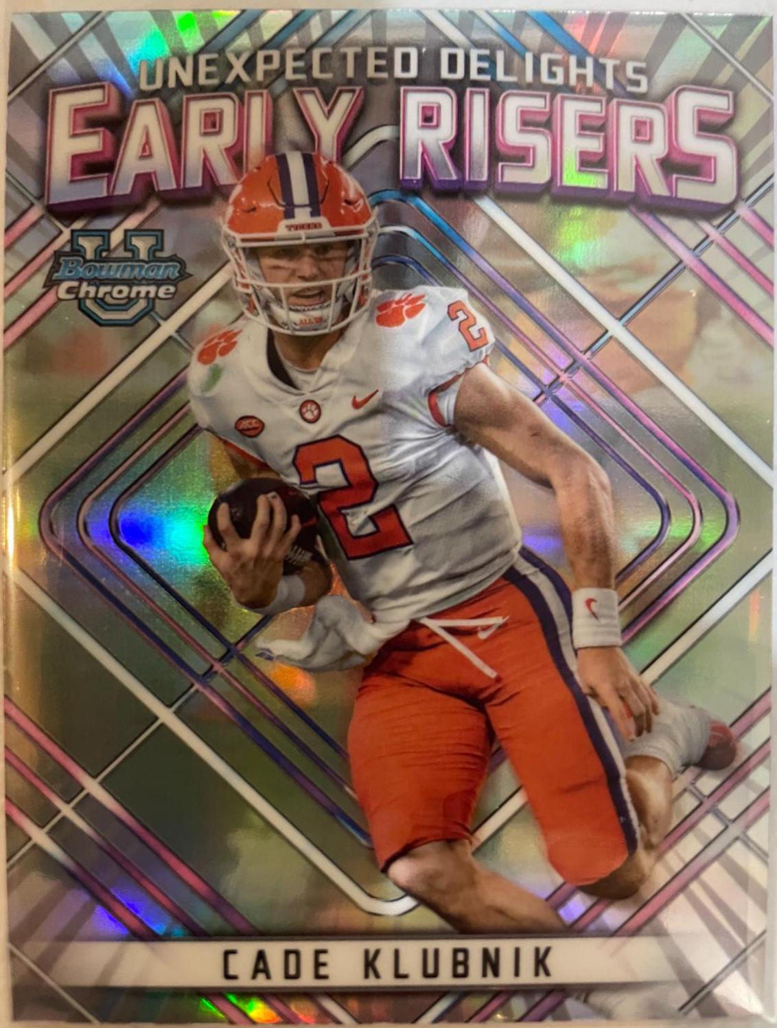Cade Klubnik #ER-6 Football Cards 2023 Bowman Chrome University Unexpected Delights Early Risers
