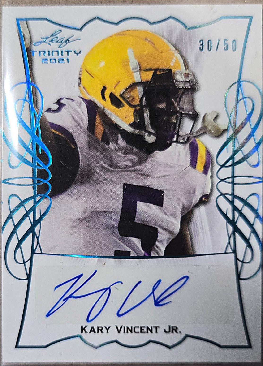Kary Vincent Jr #TPA-KVJ 2021 Leaf Trinity Signatures Football