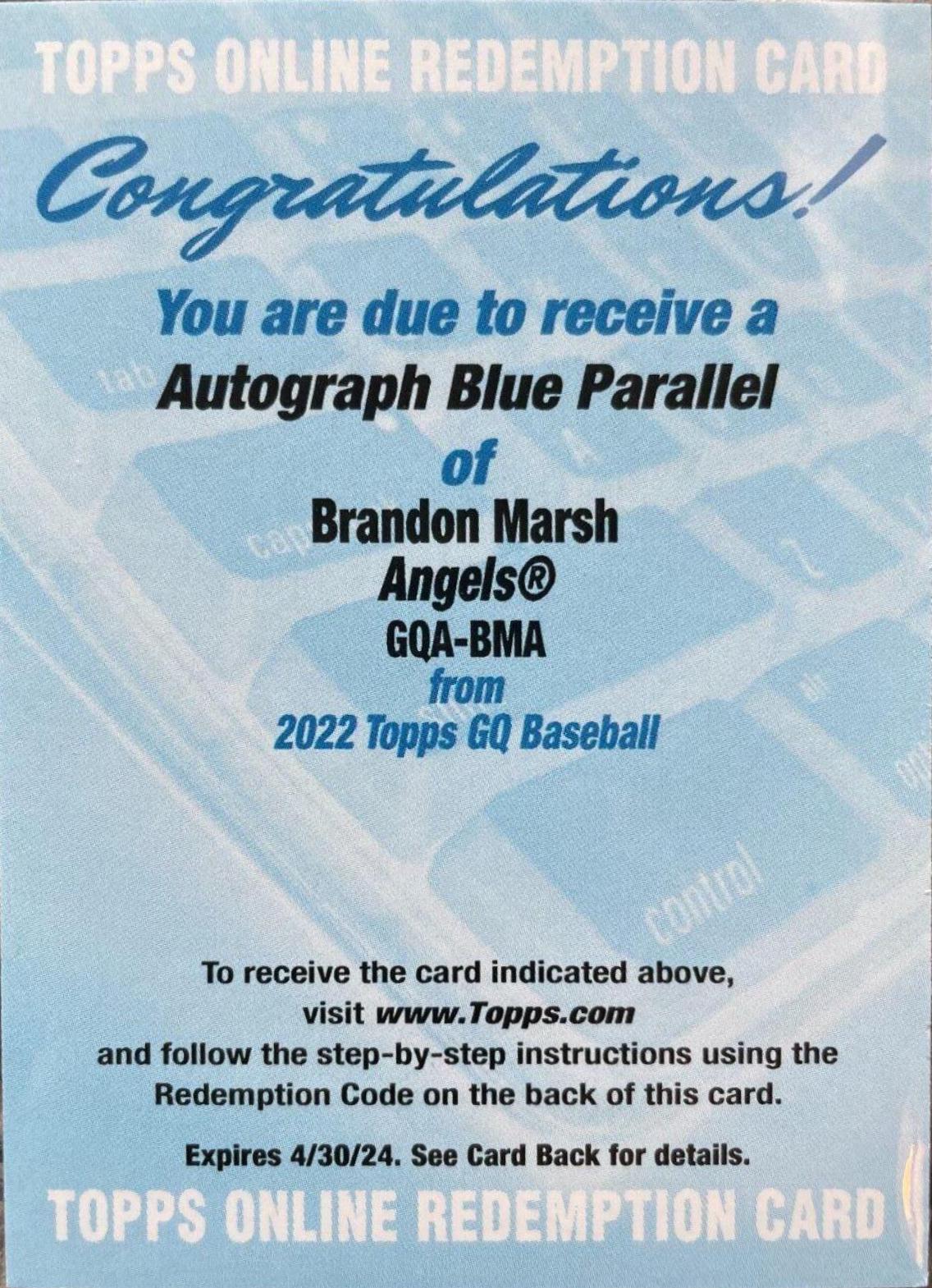 Brandon Marsh [Blue] #GQA-BMA