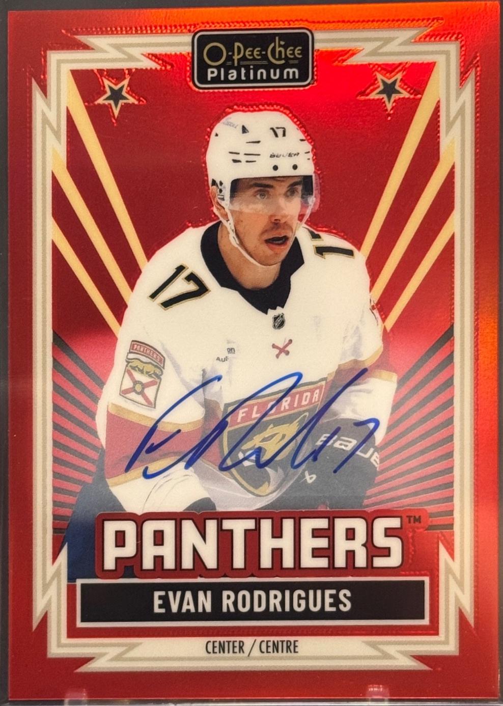 Evan Rodrigues #R-47 2025 O Pee Chee Platinum Retro Red Autograph Hockey