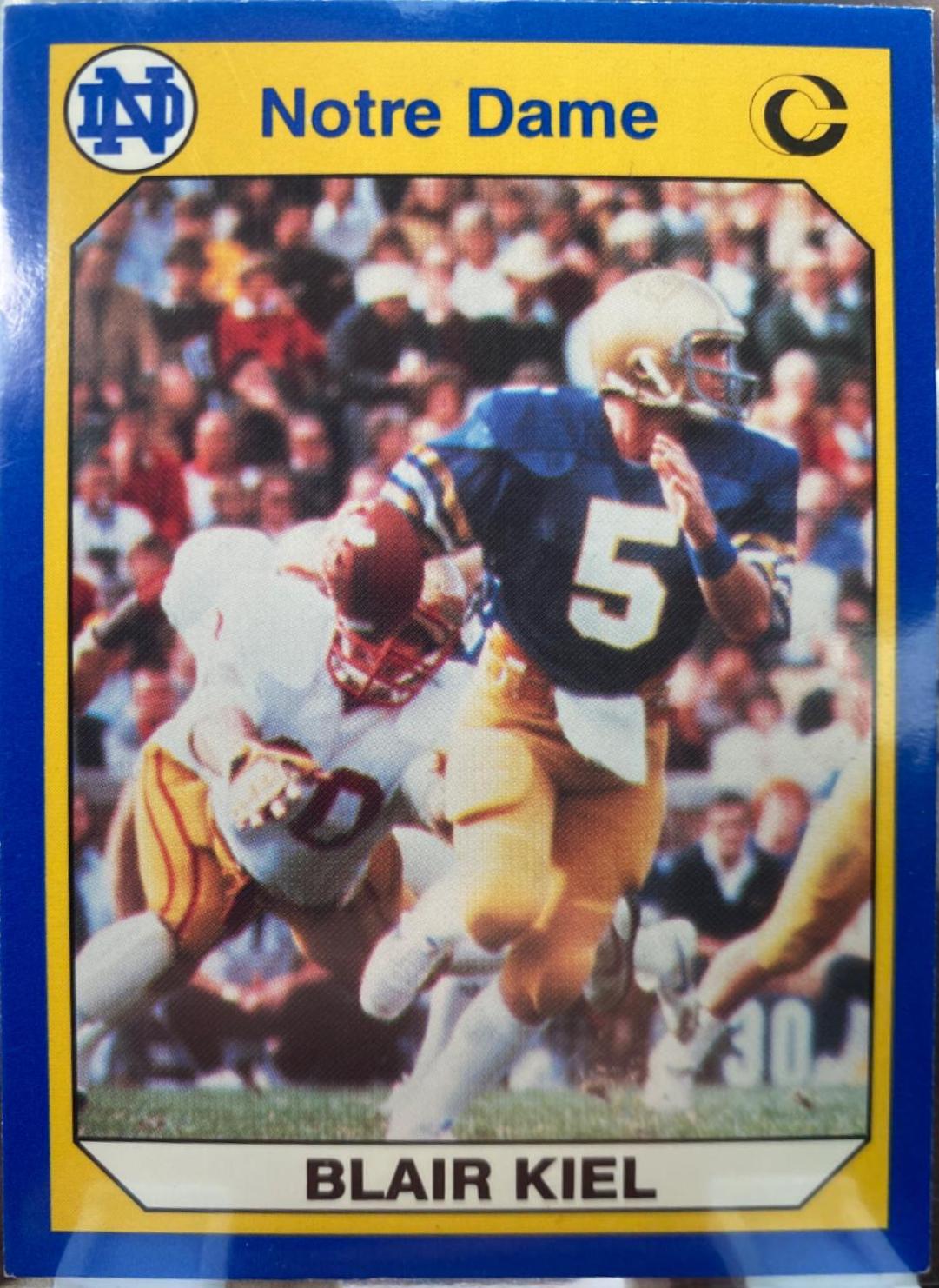 Blair Kiel #39 Football Cards 1990 Notre Dame Collegiate Collection