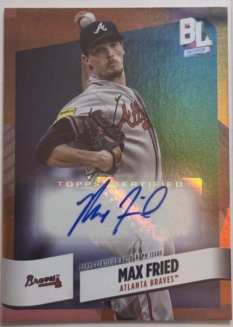 Max Fried #BEF-MF Baseball Cards 2024 Topps Big League Baseball Electric Orange Foil Autograph