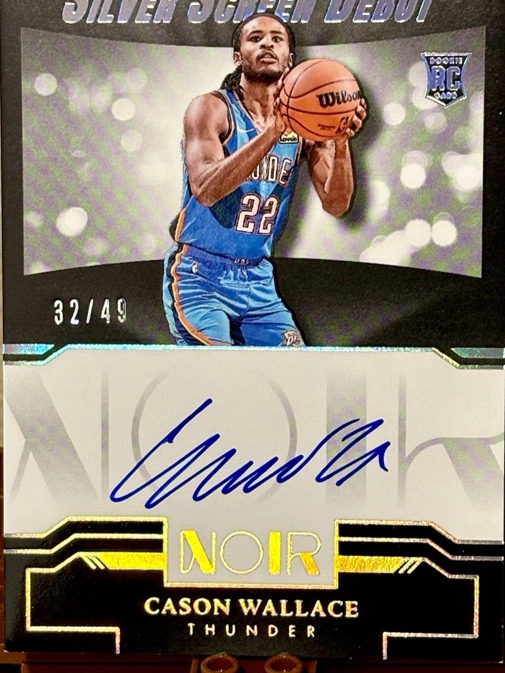 Cason Wallace #SSD-CWL Basketball Cards 2023 Panini Noir Silver Screen Debut Signatures