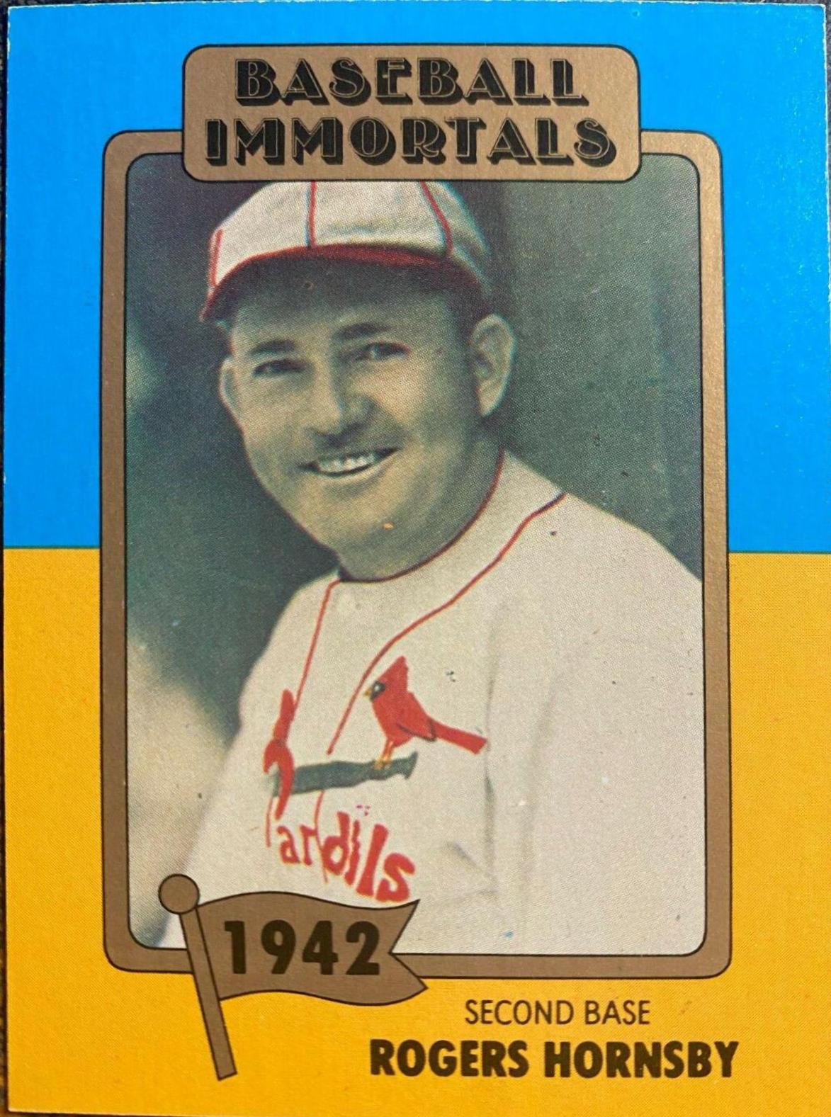 Rogers Hornsby #27 Baseball Cards 1980 Baseball Immortals