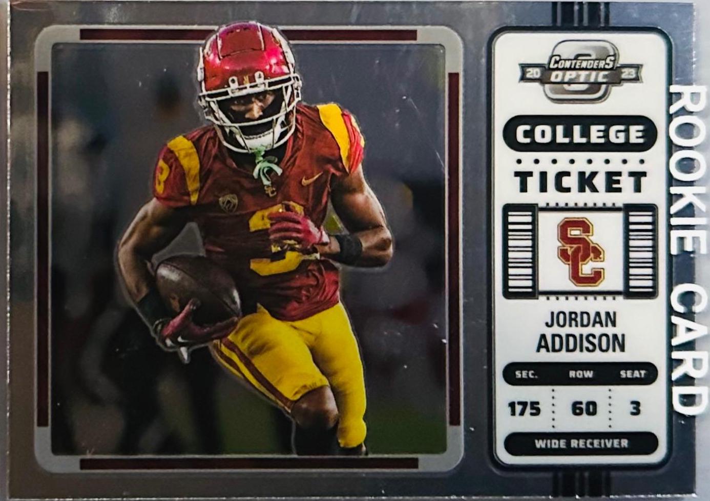Jordan Addison #7 Football Cards 2023 Panini Chronicles Draft Picks Contenders Optic