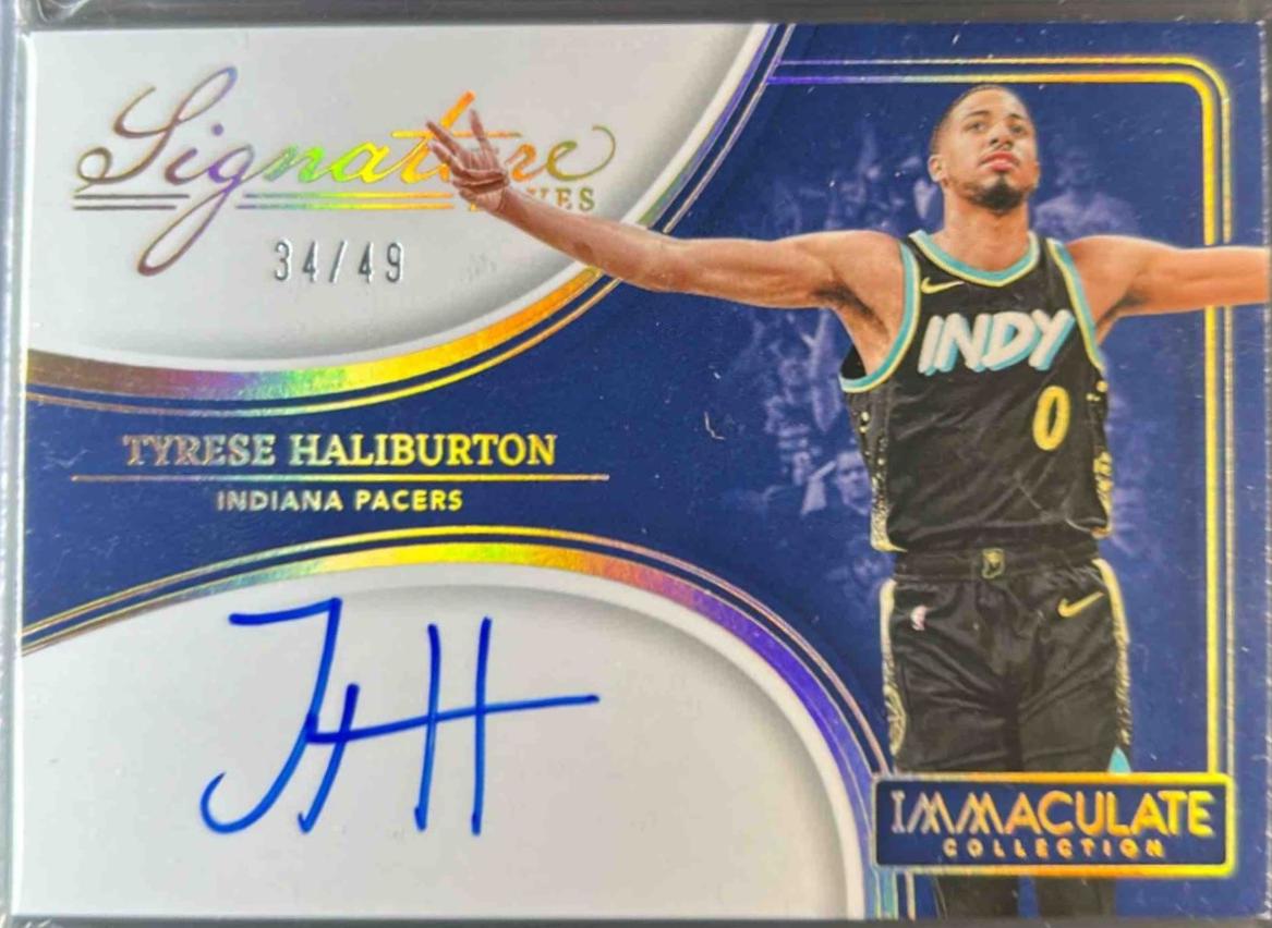 Tyrese Haliburton #9 Basketball Cards 2023 Panini Immaculate Signature Moves