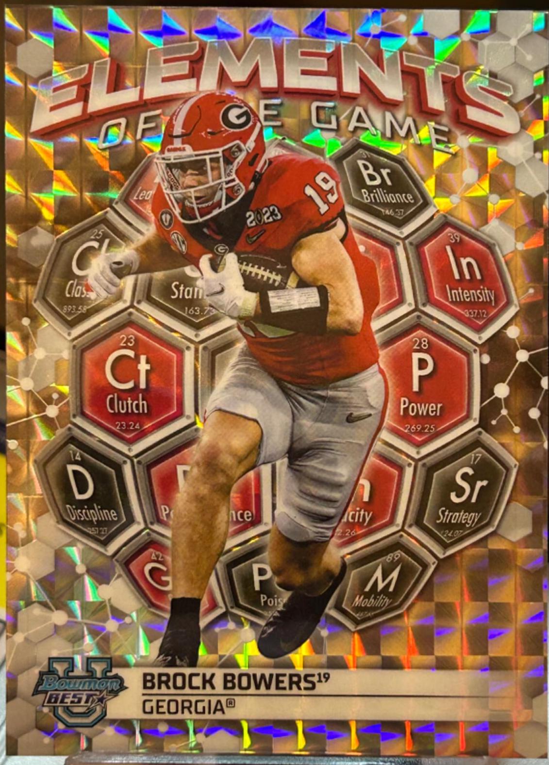 Brock Bowers #ETG-15 Football Cards 2023 Bowman's Best University Elements of the Game