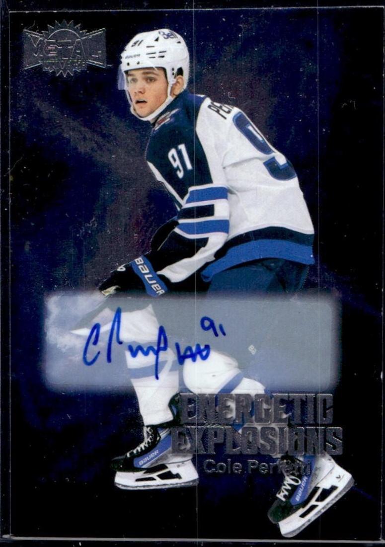 Cole Perfetti #EE-20 Hockey Cards 2023 SkyBox Metal Universe Energetic Explosions Autograph