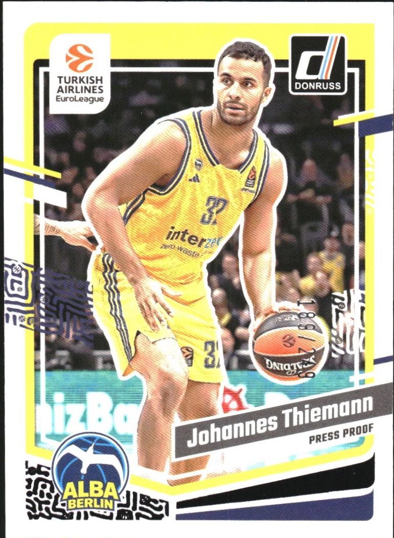 Johannes Thiemann #8 2023 Panini Donruss Euroleague Basketball