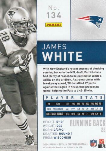 James White #134 Football Cards 2014 Panini Totally Certified