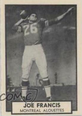 Joe Francis #85 1962 Topps Cfl Football