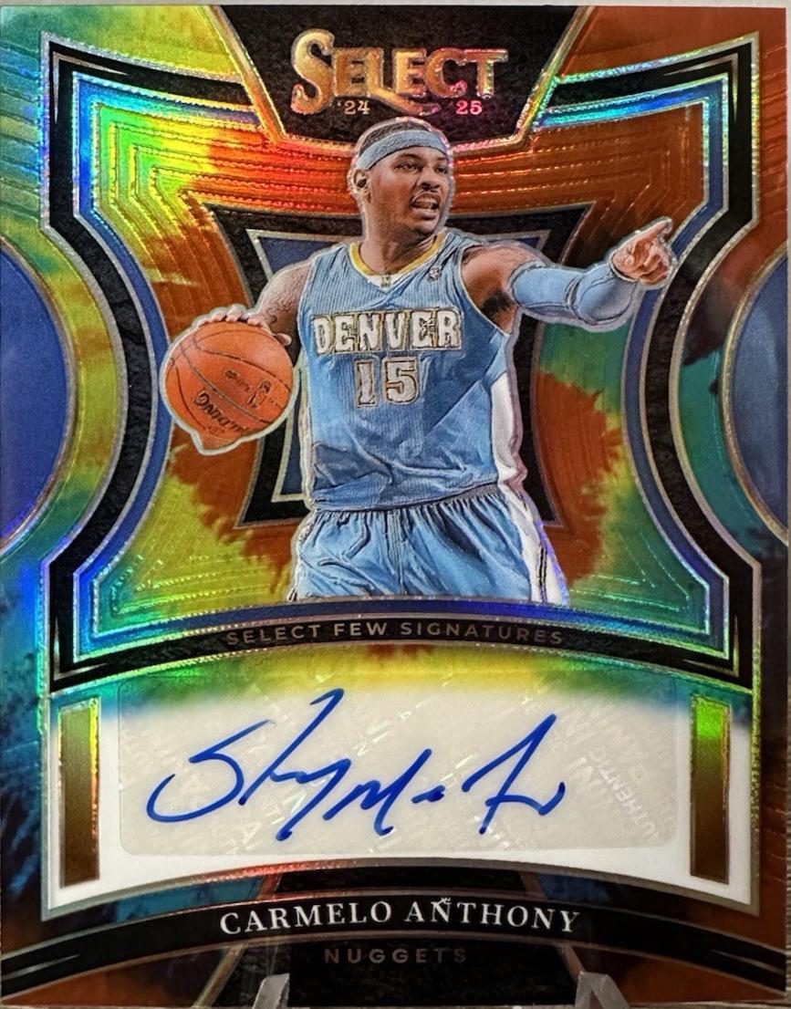 Carmelo Anthony [Tie-Dye Prizm] #9 Prices | 2024 Panini Select Select Few  Signature | Basketball Cards, image size:867x1106