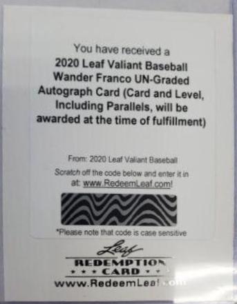 Wander Franco #BA-WF1 2020 Leaf Valiant Autographs Baseball