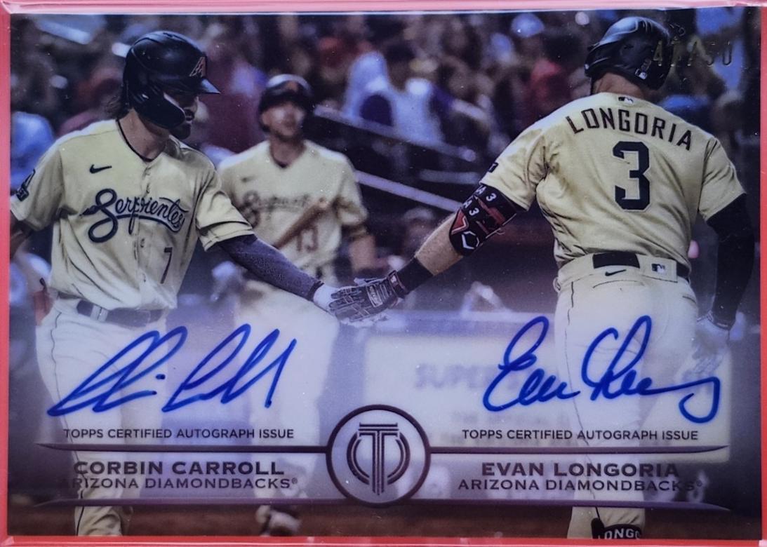 Corbin Carroll / Evan Longoria #TTG-CL Baseball Cards 2025 Topps Tribute True to the Game Dual Autograph