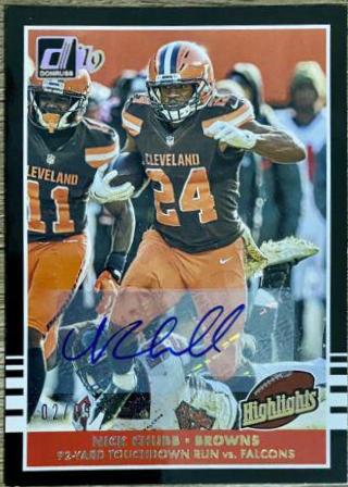 Nick Chubb #H 20 Football Cards 2019 Donruss Highlights Autographs