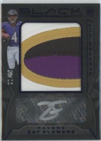 Zay Flowers #BOJ-8 2023 Panini Black Blacked Out Jersey Autographs Football