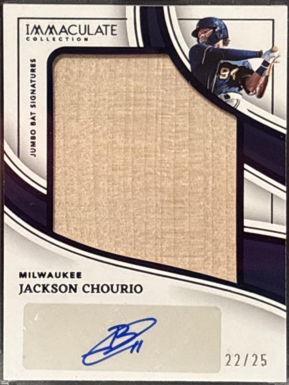 Jackson Chourio #13 Baseball Cards 2023 Panini Immaculate Jumbo Bat Signatures