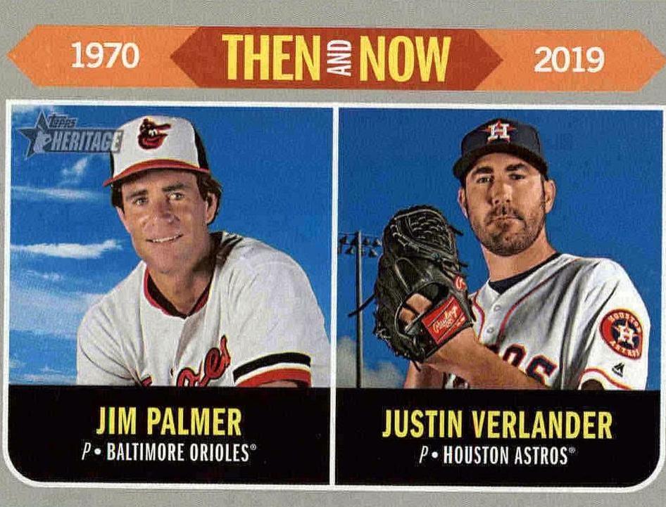 Jim Palmer & Justin Verlander #TN-15 Baseball Cards 2019 Topps Heritage Then and Now