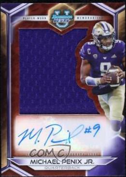 Michael Penix Jr. #JRA-MP Football Cards 2023 Bowman's Best University Prospect Jumbo Relic Autographs